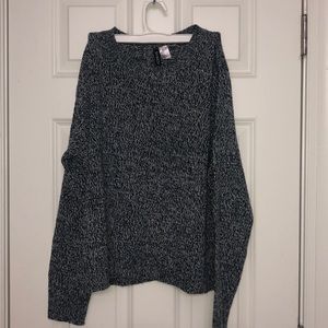 blue white and black knitted sweater